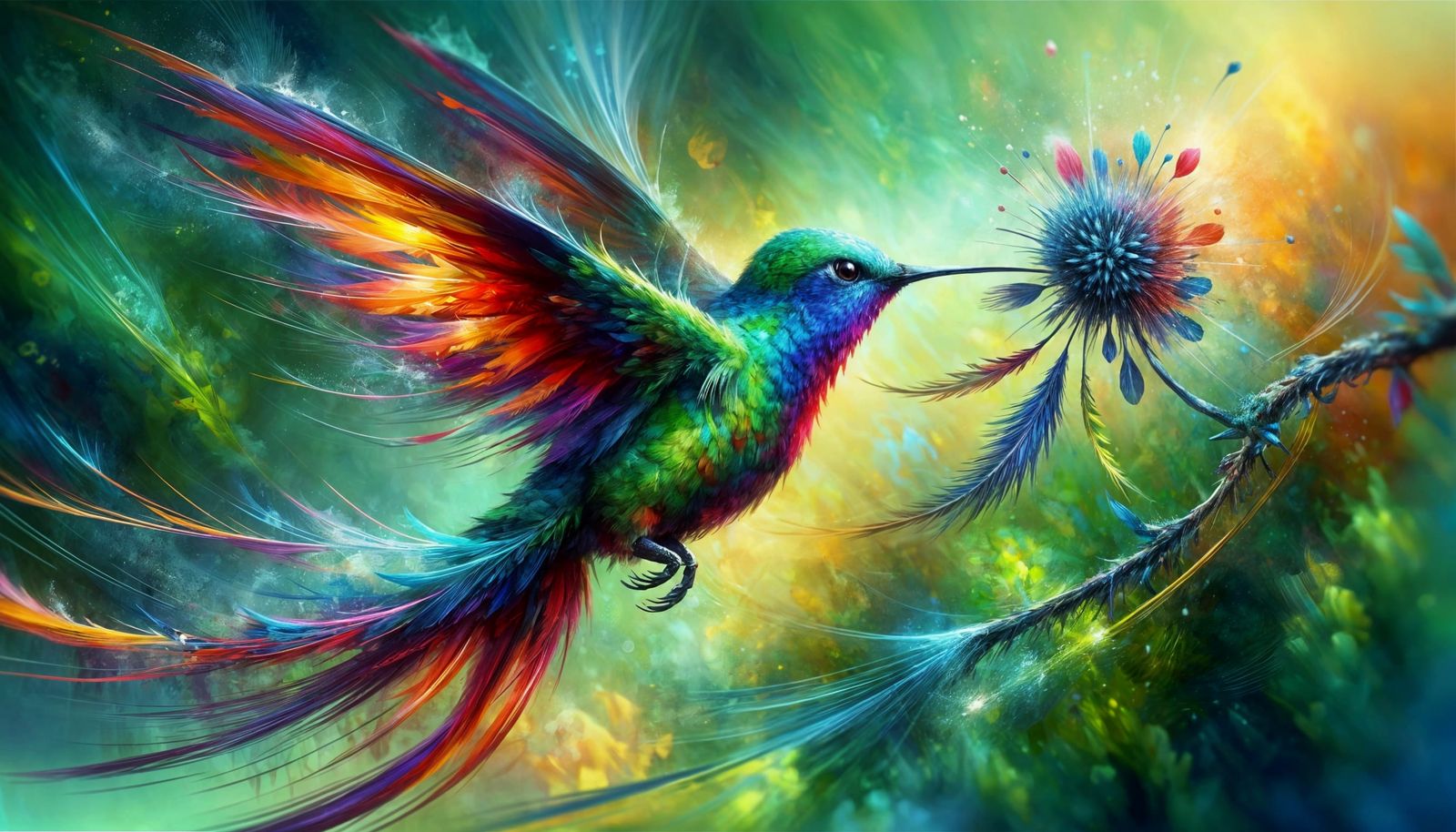 Iridescent Bird Scout in Flight