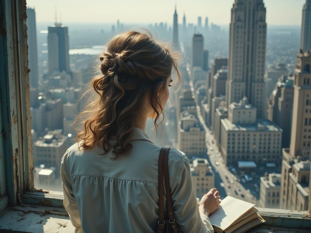 <lora:Like a painting:1.0> A figure of a woman looking down ...