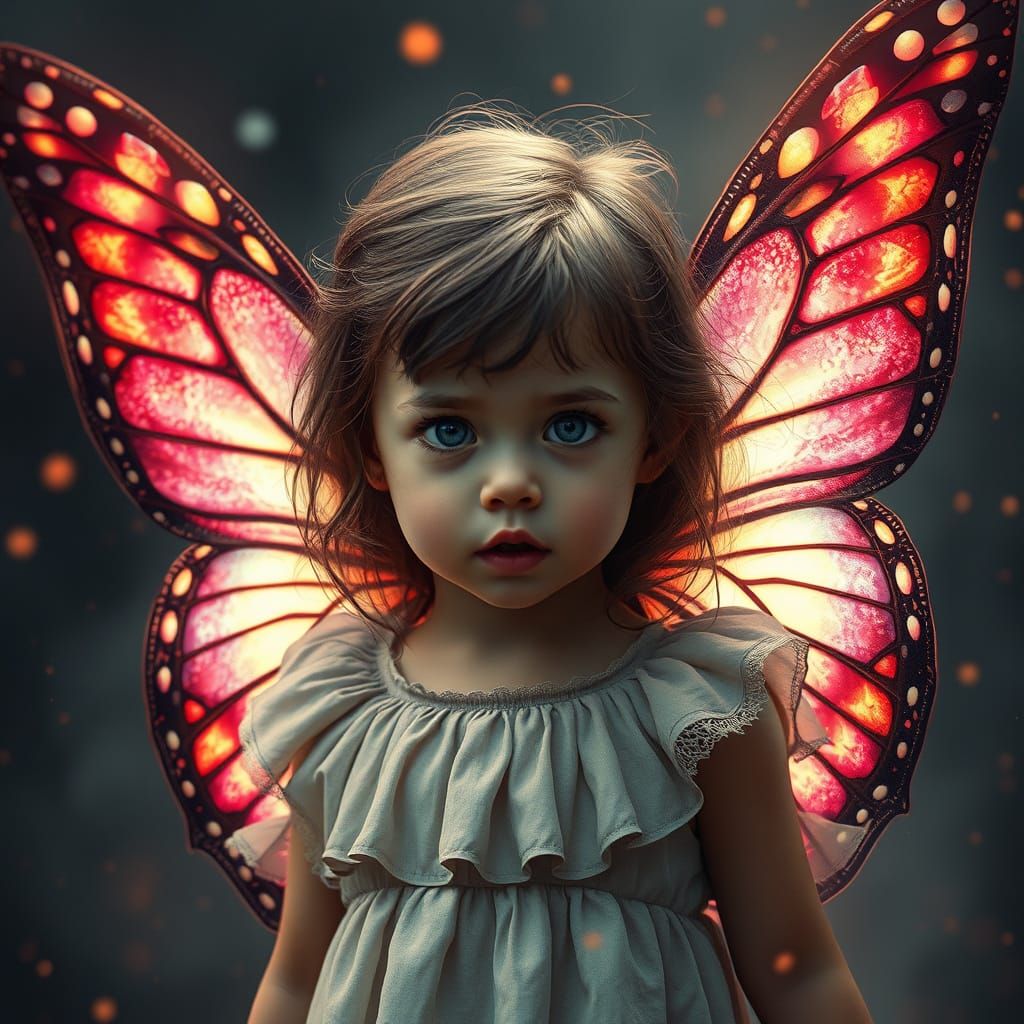 Epic Little Girl Takes Flight with Vibrant Butterfly Wings i...