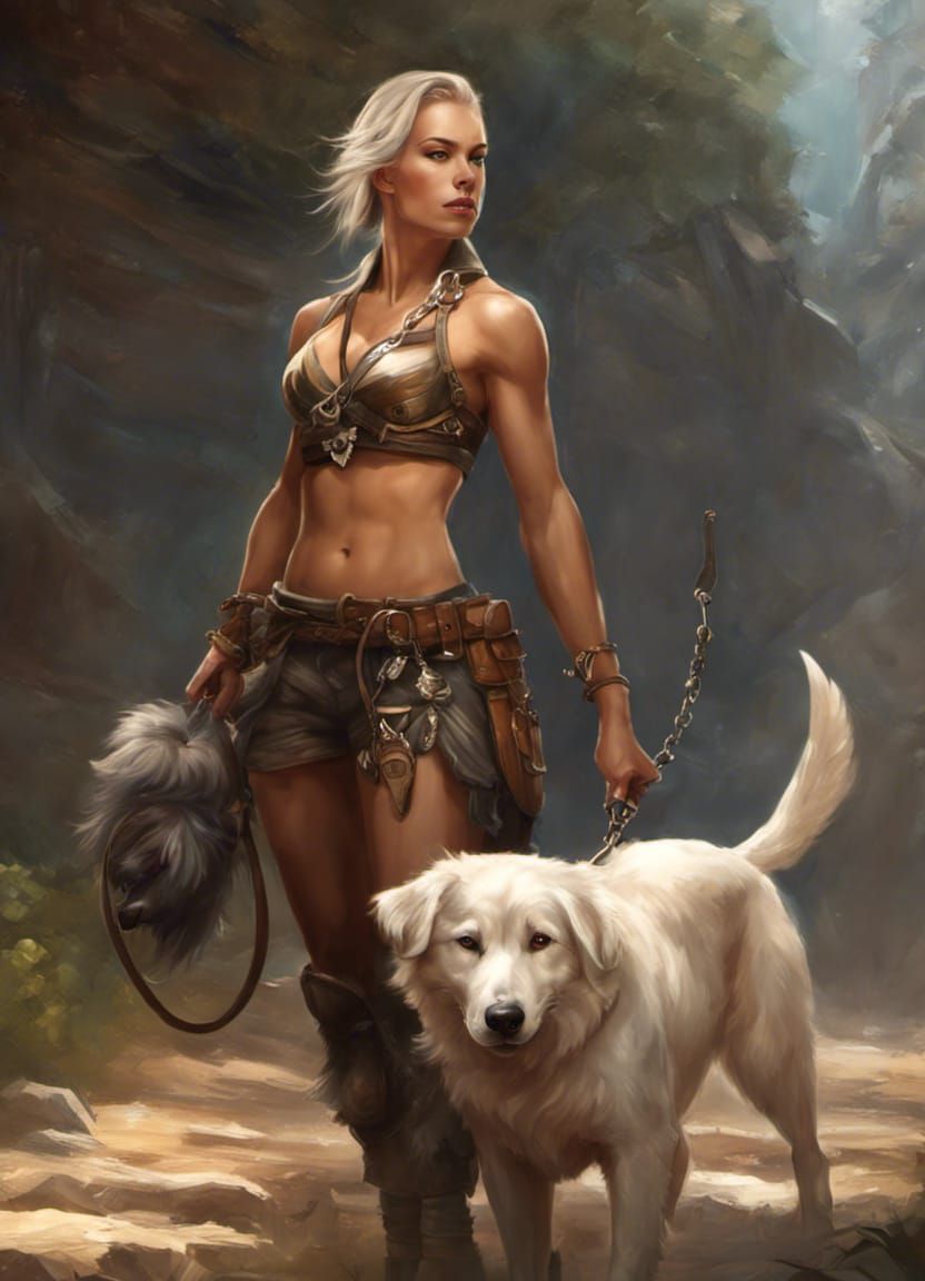 Majestic Fantasy Dog Trainer Concept Art