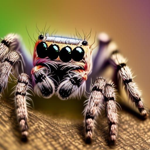 Hyperrealistic Jumping Spider in Detailed Splash Art