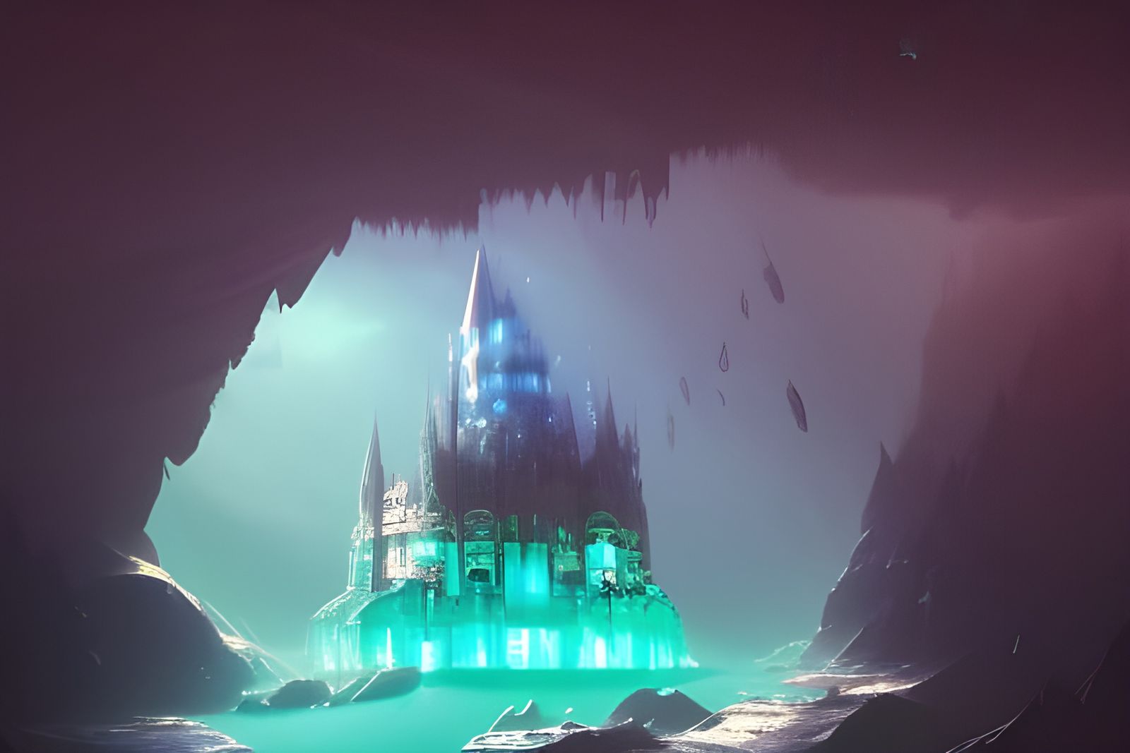 Underwater Crystal Castle in Art Nouveau Rococo Style