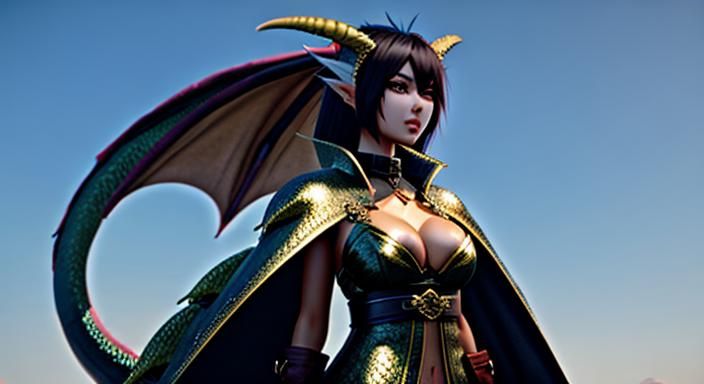 Anthro Female Dragon in Fantasy Art