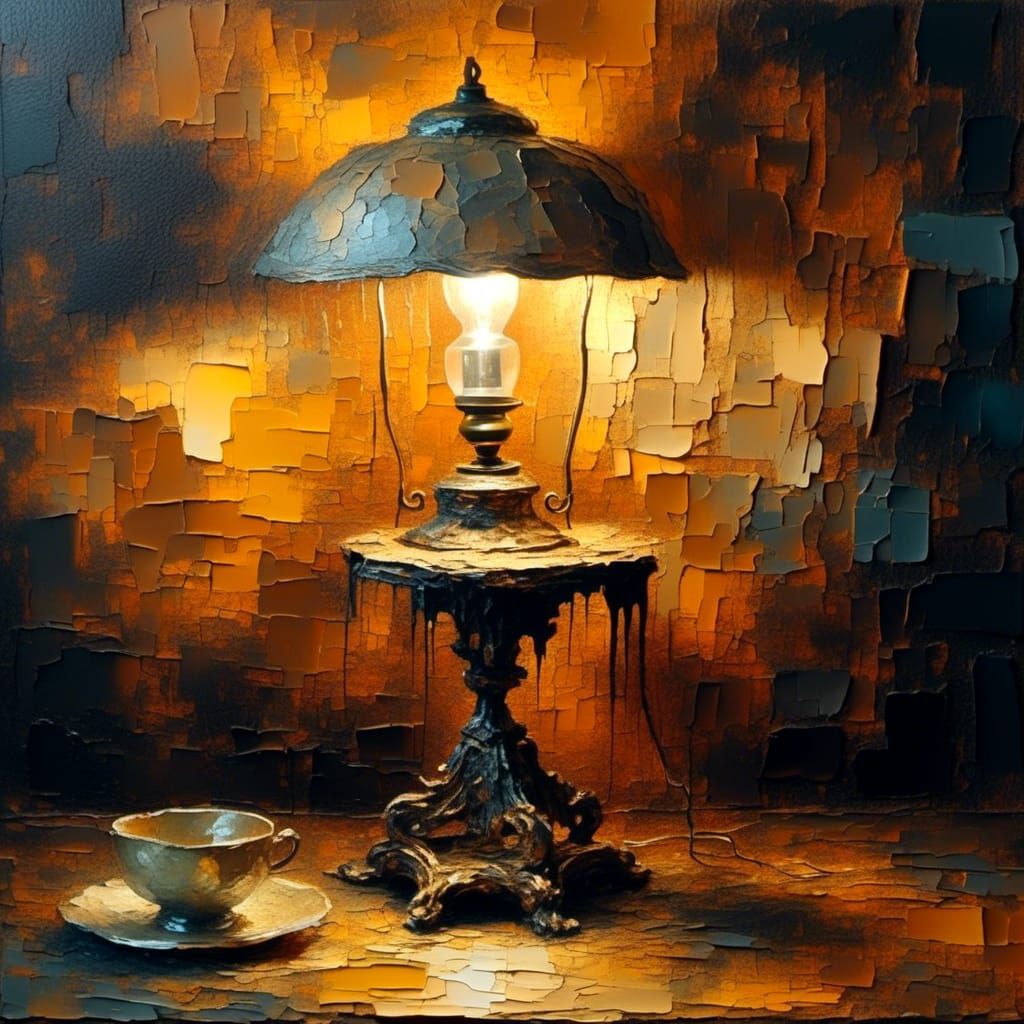 Surrealist Lamp in Oil Painting Style
