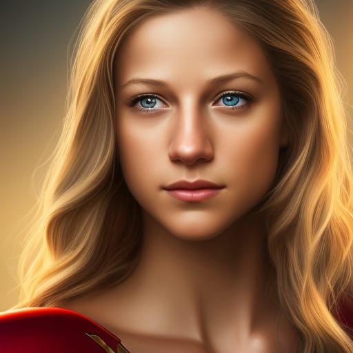 Hyperrealistic Supergirl Portrait in Art Nouveau Style