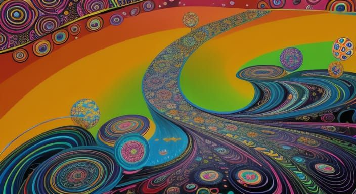 Kaleidoscopic River Garden with Geometric Shapes