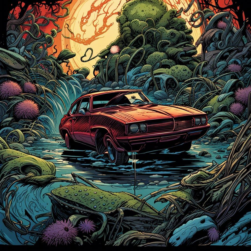 Car in Comic Book Art Style