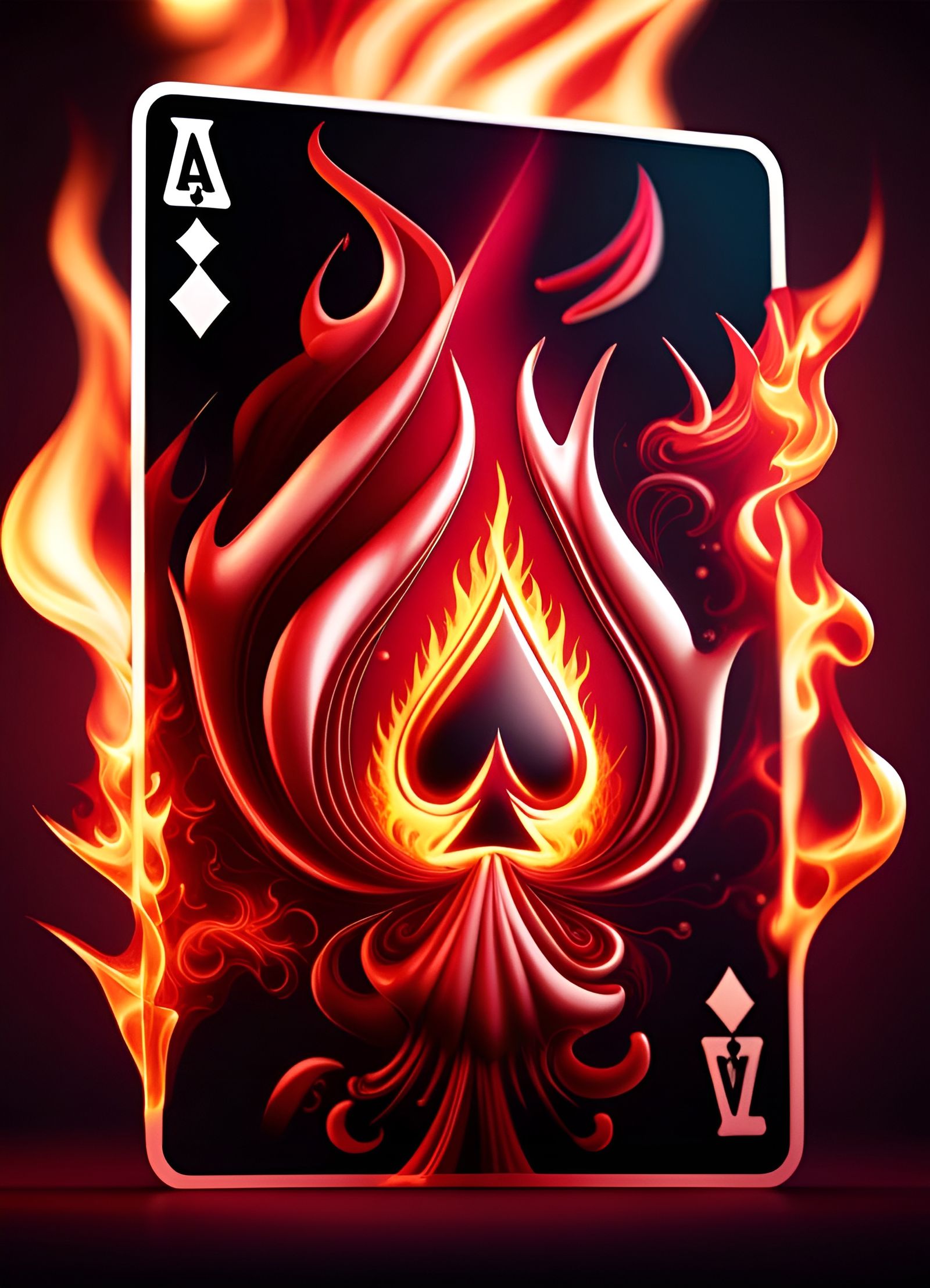 Ace of Spades Ablaze: A Fiery Surreal Illustration