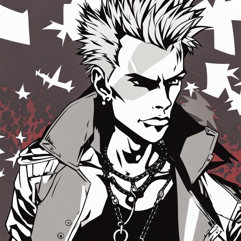Anime Style Portrait Inspired by Billy Idol