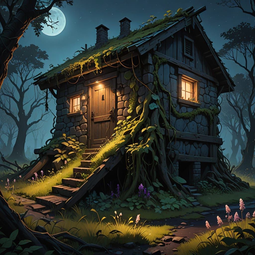 Mystical Root Cellar at Midnight in Earthy Tones