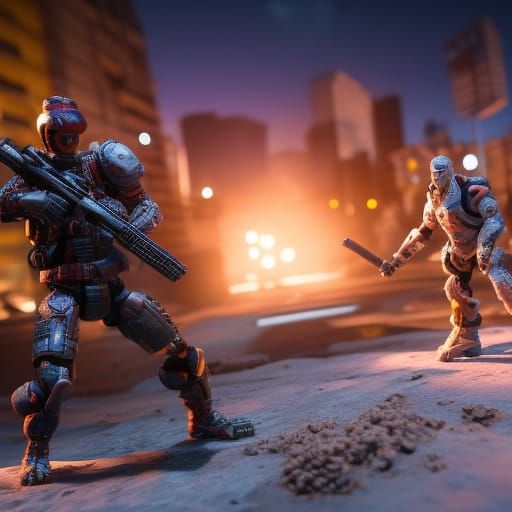 Detailed 8K 3D Biopunk Action Figures