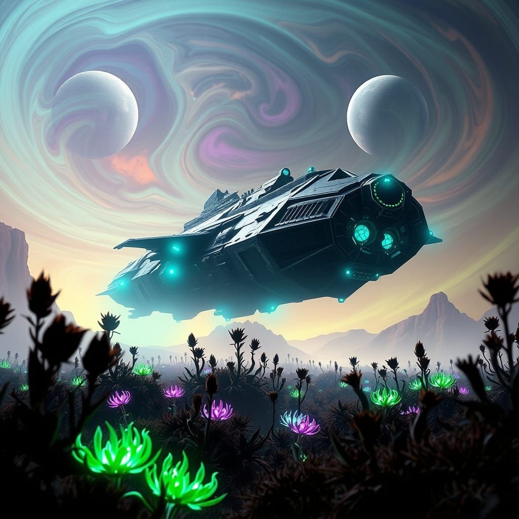 Arcadia-Inspired Spaceship on Alien World