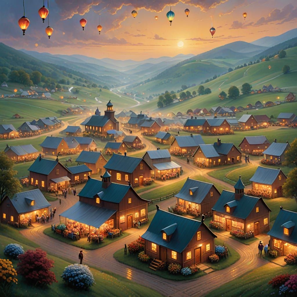 Dreamy Amish Market in Thomas Kinkade Style