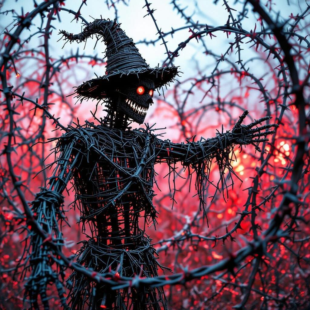 Barbed Wire Scarecrow in Thorny Maze