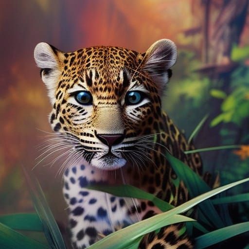 Adorable Baby Leopard Jungle Fantasycore Art
