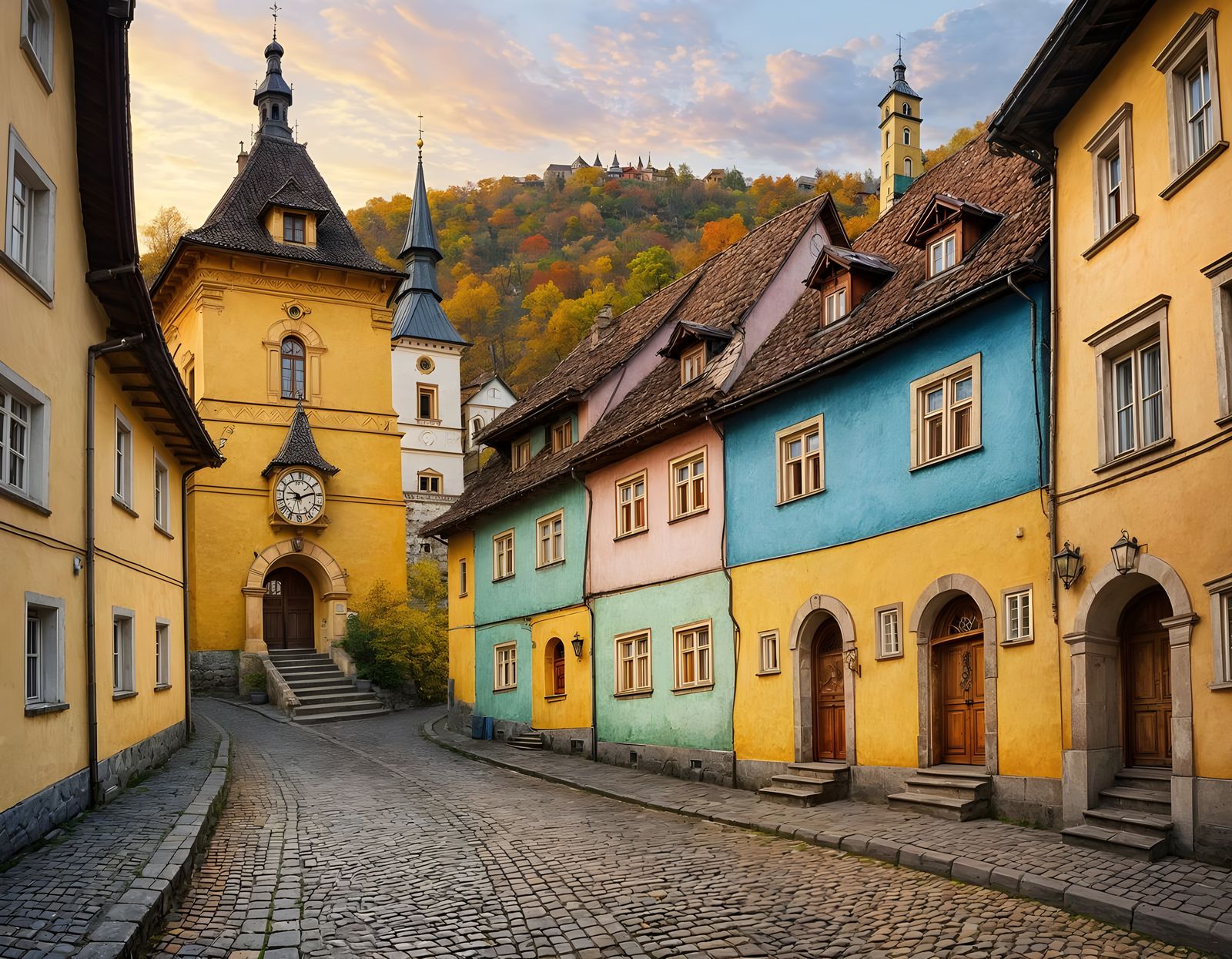 Vibrant Transylvanian Mansion at Magic Hour