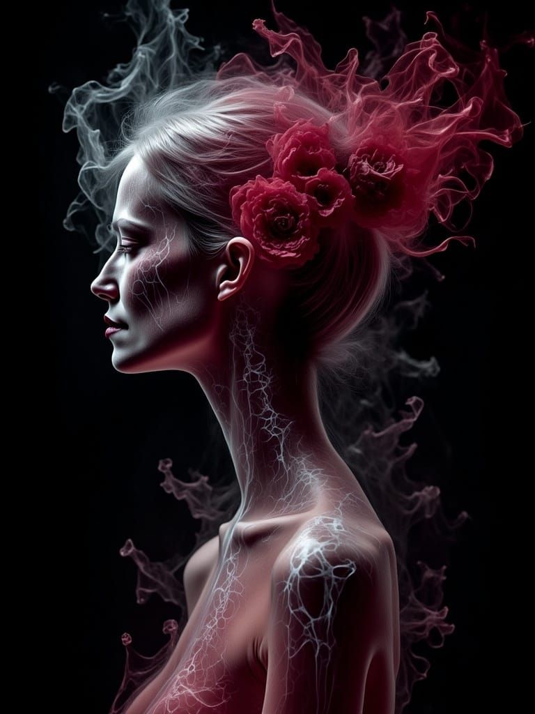 Ethereal Gothic Beauty in a Silvery Haze