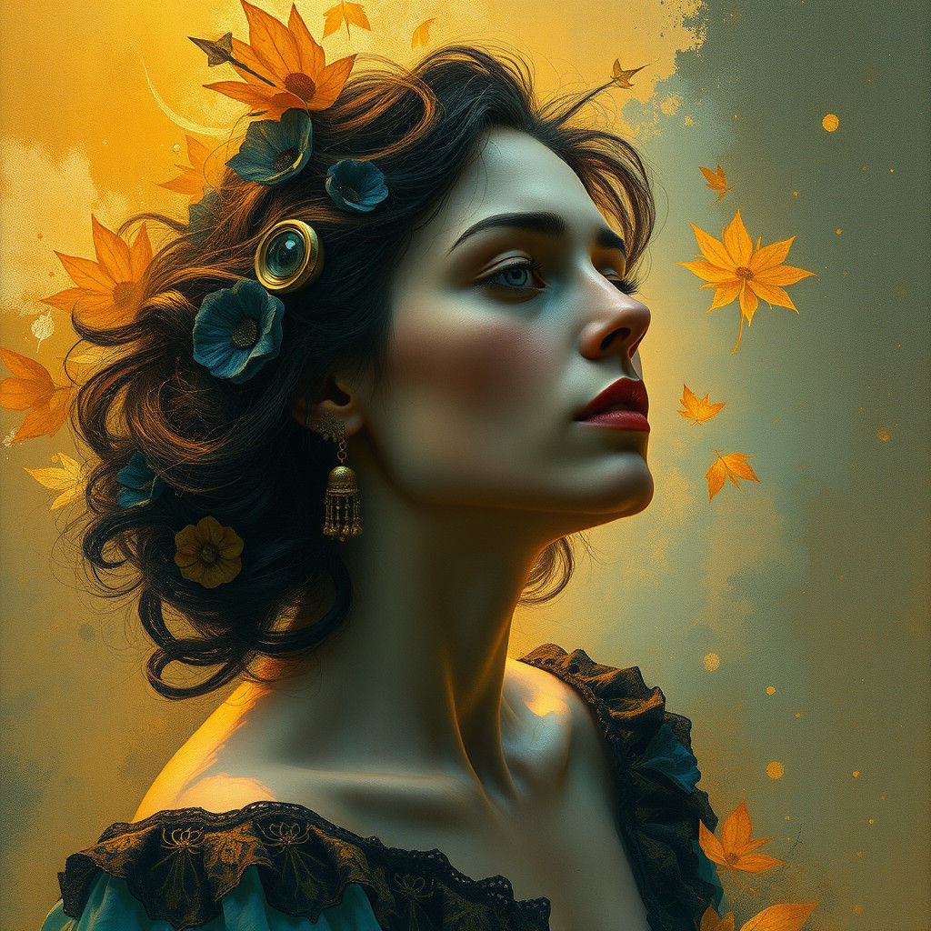 Dreamlike Introspective Portrait in Surrealist Style