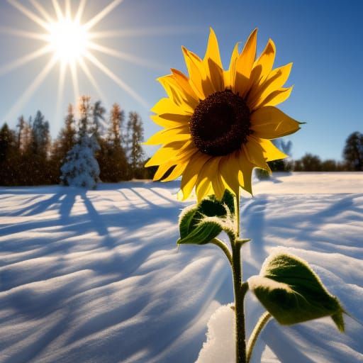 Winter Sunflowers in Snow: Professional Photography