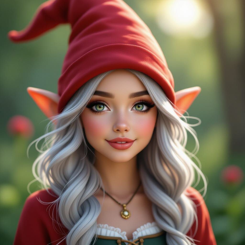 Gnome Transformed: Stunning Woman, Ultra-Detailed 8K Portrai...
