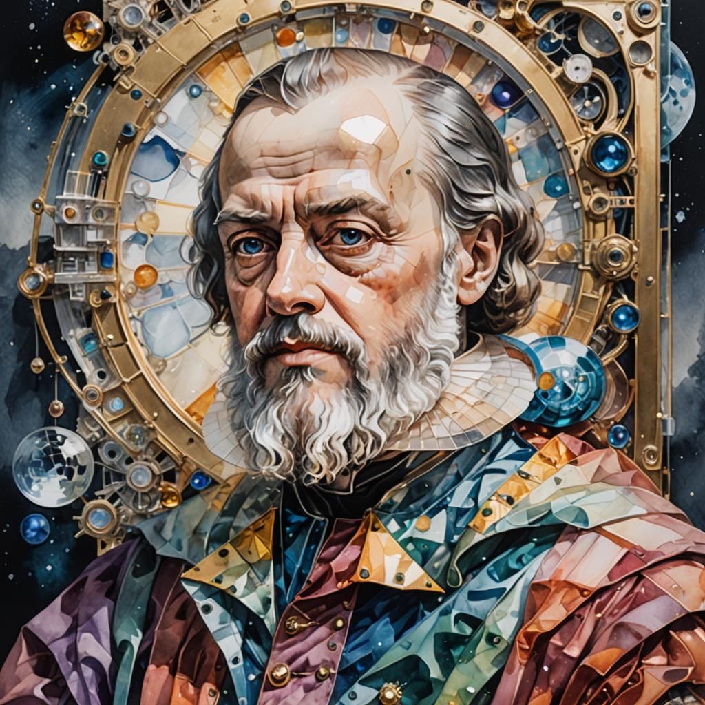 Galileo Portrait in Cassette Futurism Style