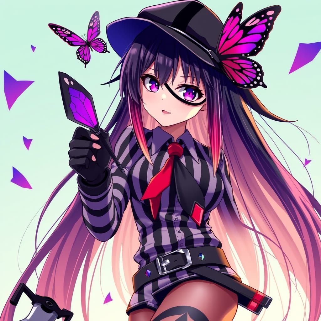 Anime Girl Villain Controlled by a Purple Butterfly in Vibra...