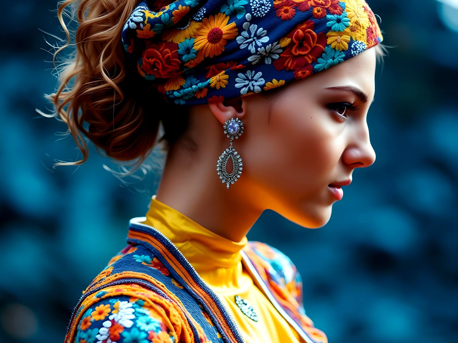 Surreal Hyperrealistic Portrait of a Woman in Colorful Futur...