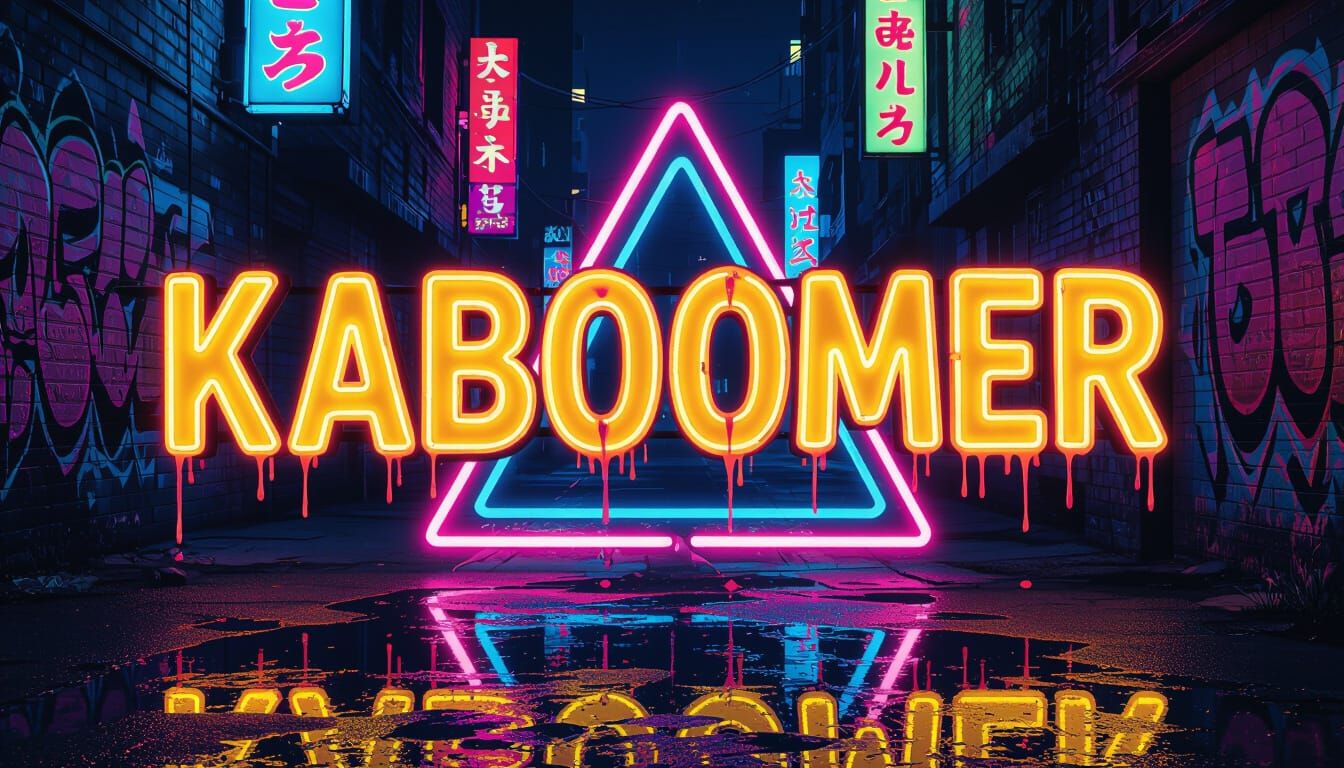 KABOOMER in Neon Lights: A Synthwave Retro Explosion