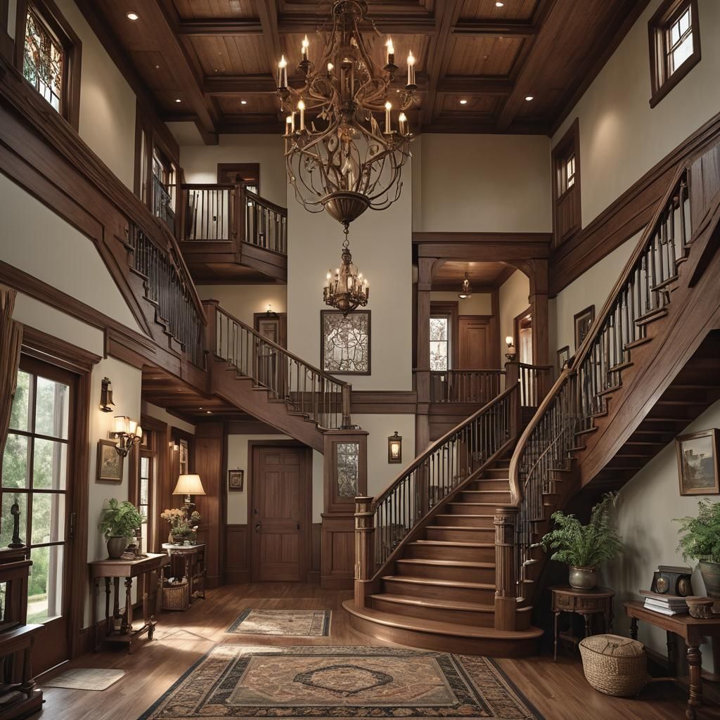 Arts & Crafts Bungalow with Craftsman Chandelier