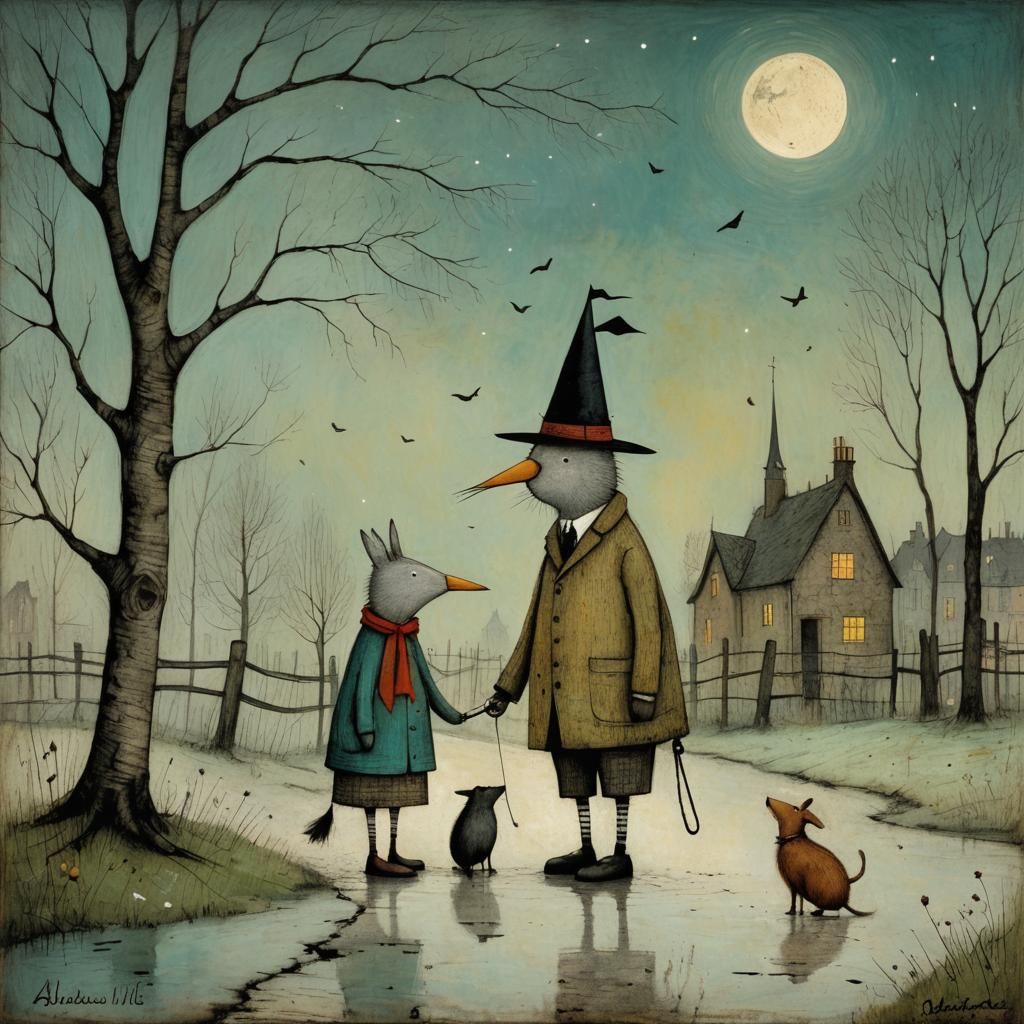 Friendship Inspired by Surrealist Naive Art