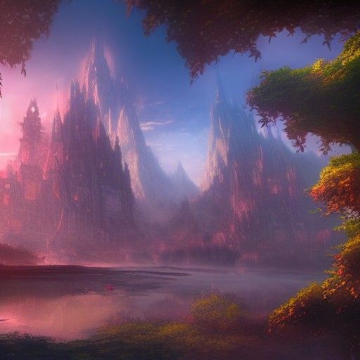 Fantastical Sky City in Anime Style