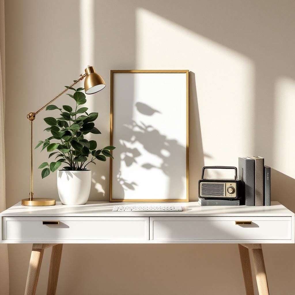 Minimalist Home Office Desk Setup with Natural Lighting
