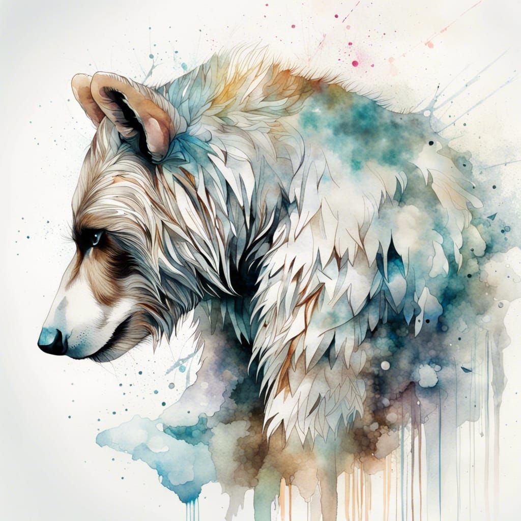 Watercolor Arctic Monkeys in Frozen Landscape