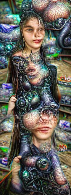 Show this girl morph as she would using the deep Dream Generator.