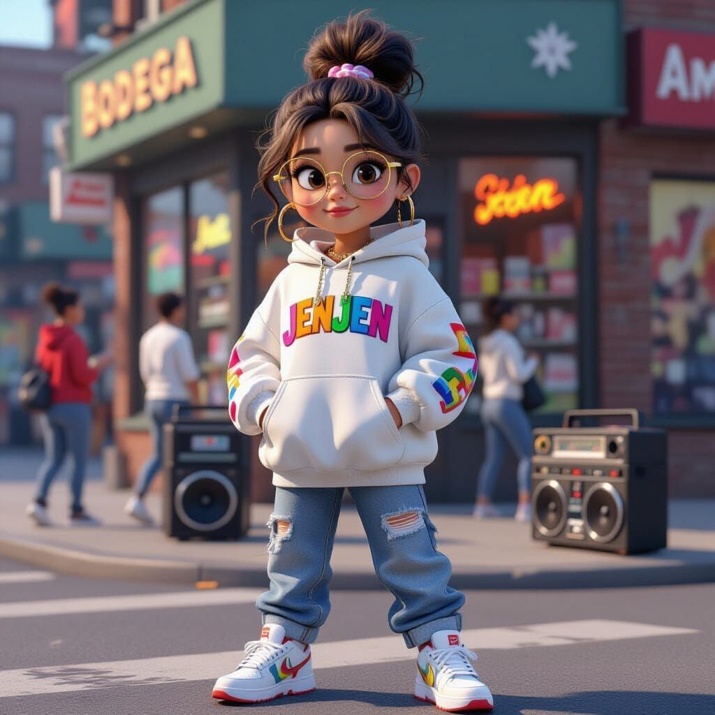 JenJen in Hip-Hop Style with Pixar-Inspired Art