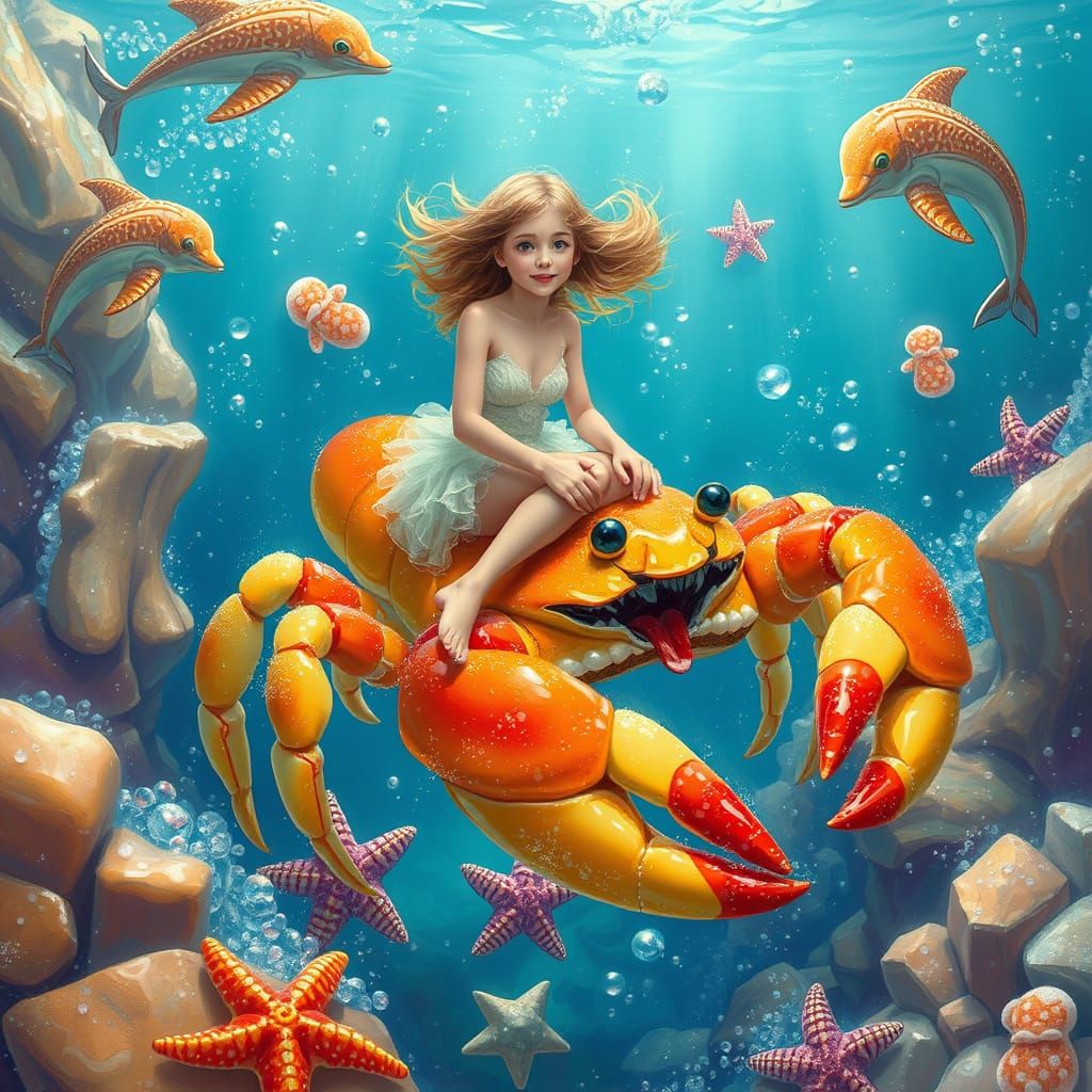 Dreamlike Soda Ocean Ride on a Gummy Crab