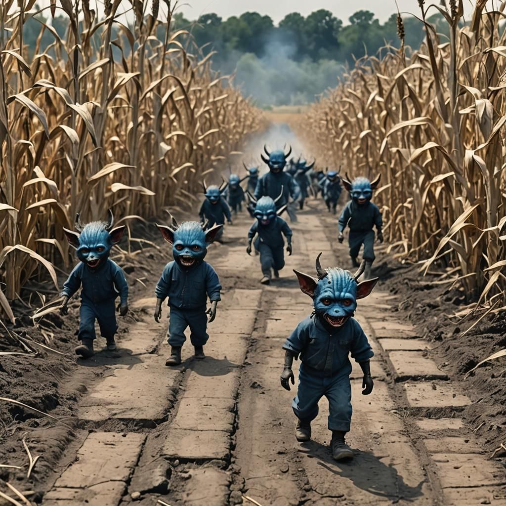 Stylized Blue-Bellied Devil Figure