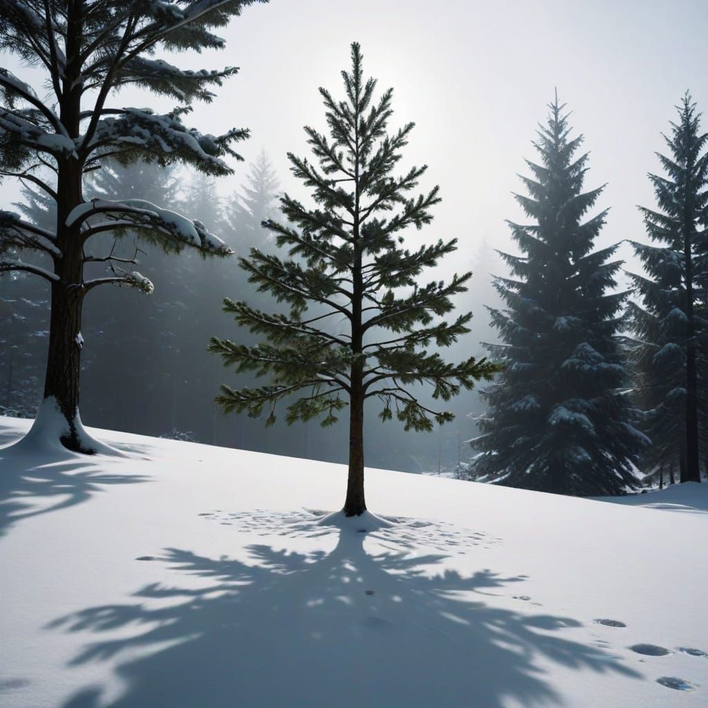 Eerie Christmas Tree Under Shadowy Threat