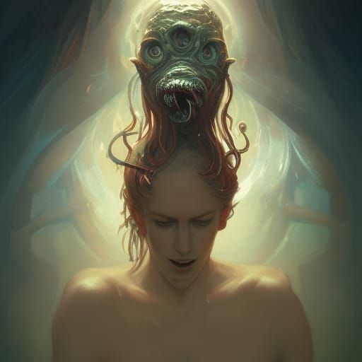 Demonic Eldritch Horror Tapeworm Portrait