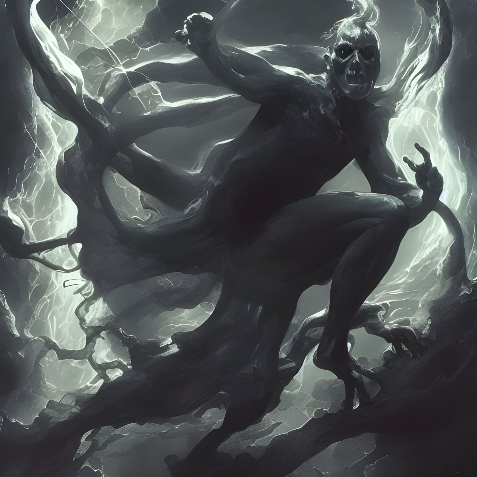 Man-Spider Portrait in William Blake Style