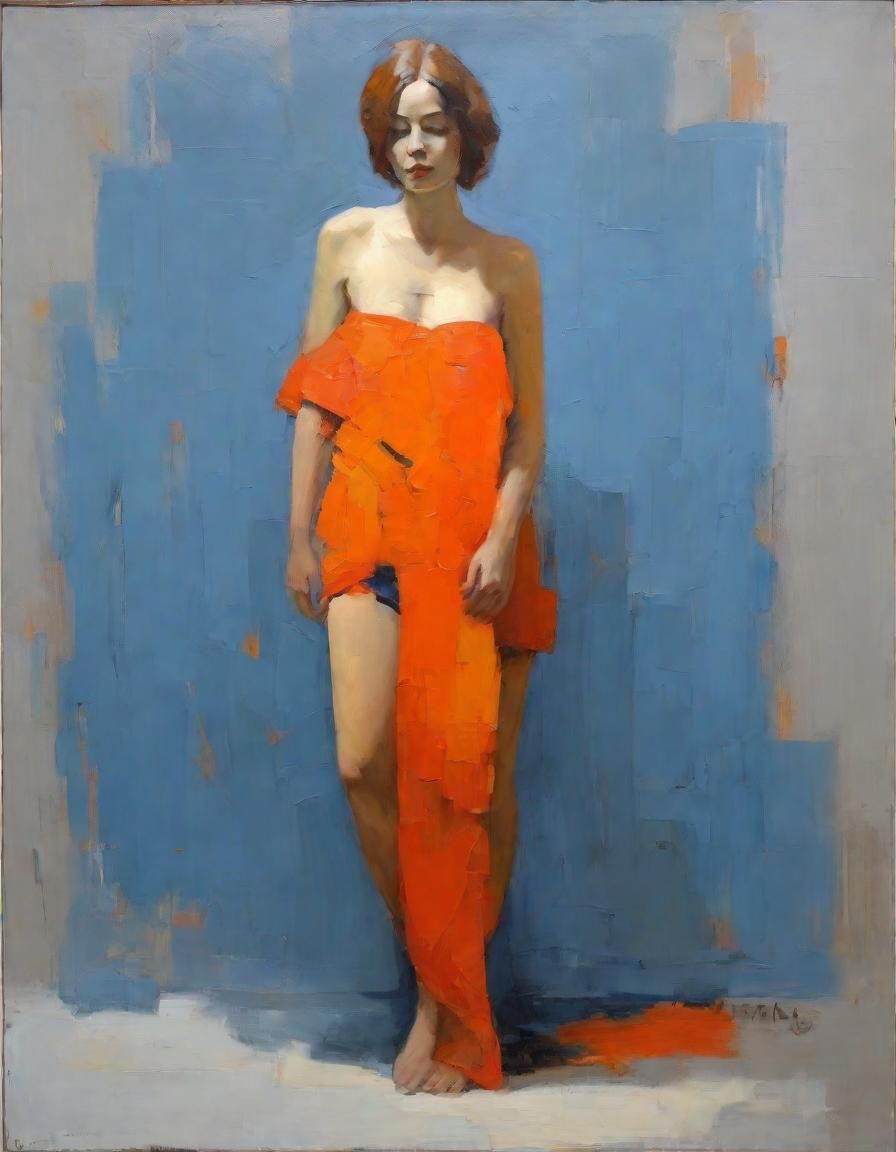 Painterly Woman in Fluxus Style, Oil Painting