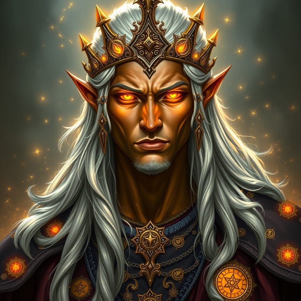 Regal Portrait of King Mynilor Teluuthalen, Sorcerer-King of...