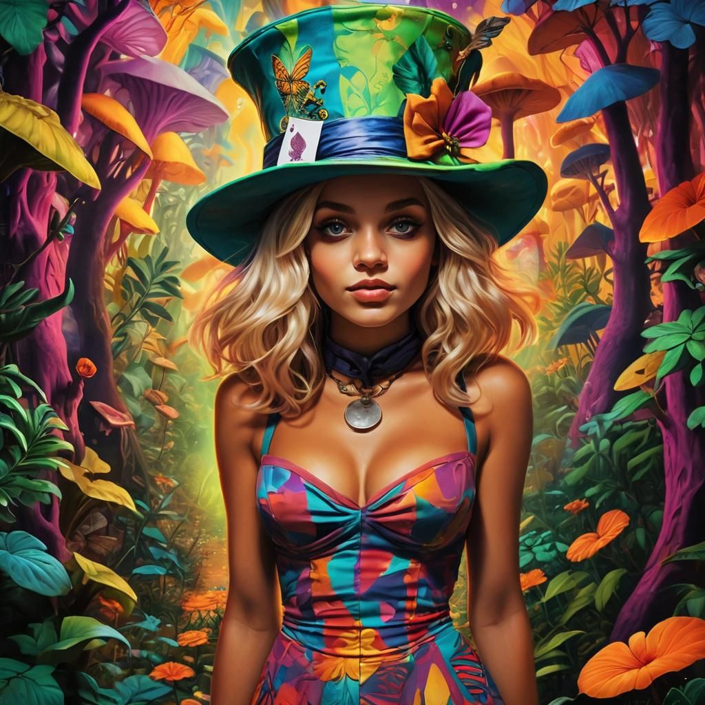 Psychedelic Reese Witherspoon and Mad Hatter Art