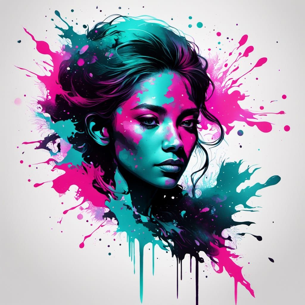 Ink Splatter Silhouette in Astral Cosmic Style