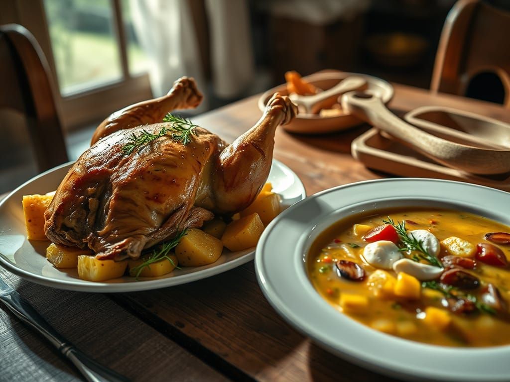 Homestyle Chicken Dishes in a Cozy Country Kitchen