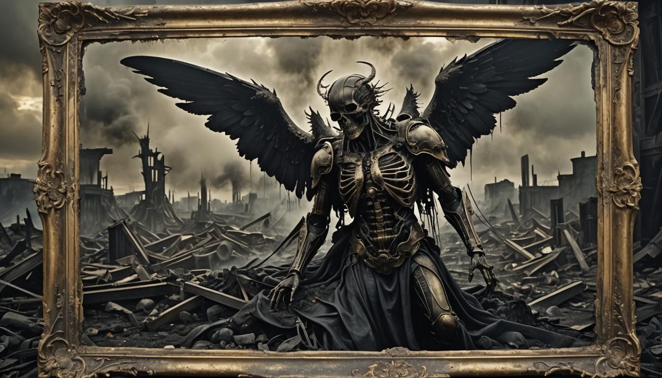 Biomechanical Fallen Angel in H.R. Giger Style