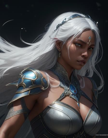 Drow Woman Dancing in Waterdeep, Hyperdetailed Portrait