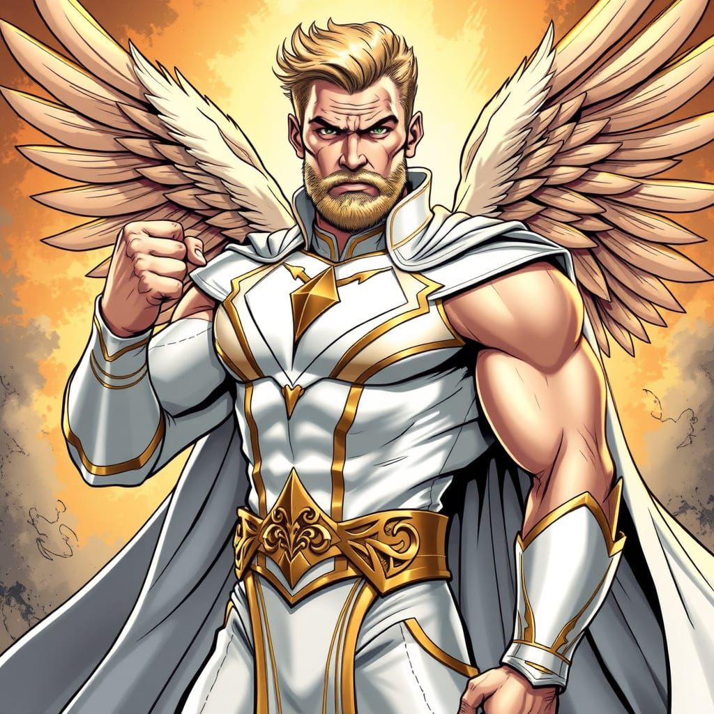 Heroic Champion of Light in Classic Comic Book Art