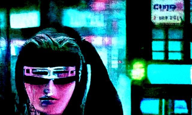 Cyberpunk Woman in Neon Cityscape