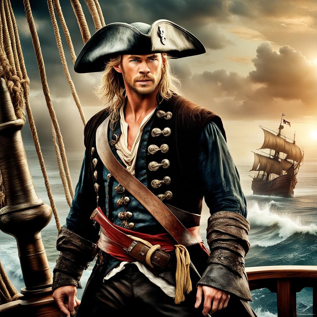 Charismatic Pirate Chris Hemsworth on the High Seas